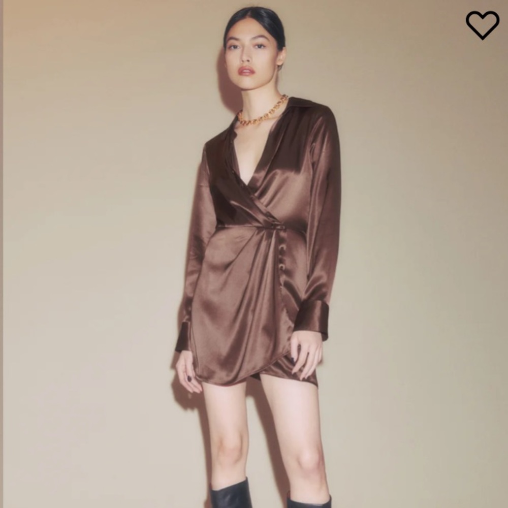 Reformation Alaine Silk Dress - Cafe